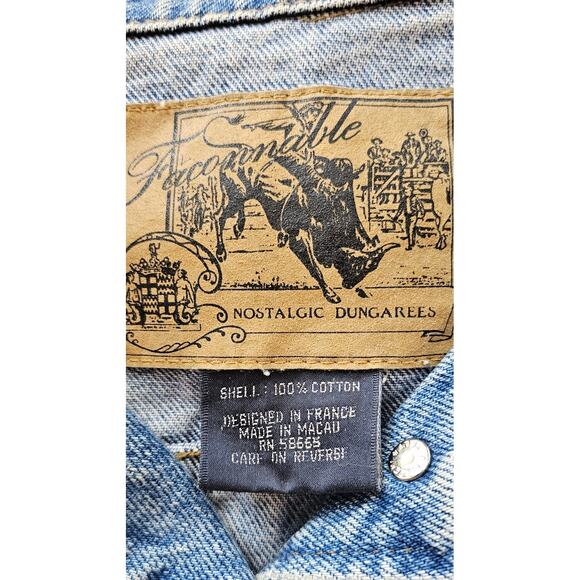 Vintage Faconnable Western Tapered Denim‎ Jacket Women Medium Light Wash - Picture 5 of 5